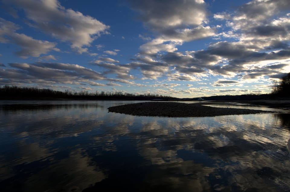 clouds reflected in River