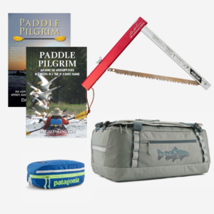 Book, saw and Patagonia bags